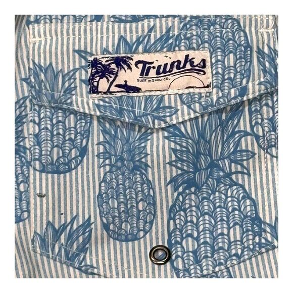Mens Pineapple Print Swim Board Shorts Trunks Surf & Swim Co. Blue & White M - Picture 4 of 6